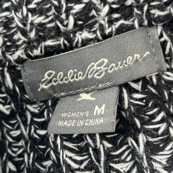 Eddie Bauer Pull Over Knit Sweater Wool Blend Womens Medium Black White - Picture 6 of 8